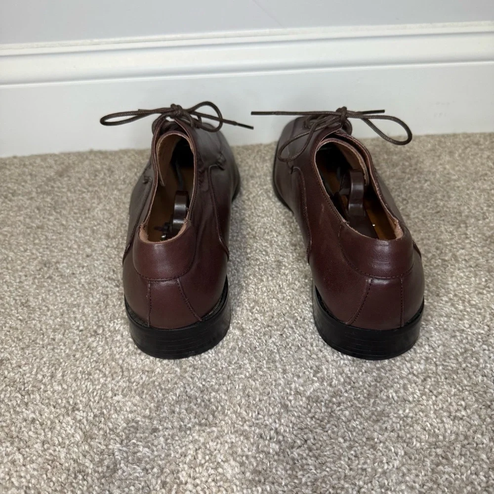 Bacco Bucci Men's Oxford Dress Shoes Brown Leather Square Toe Made In Italy 9.5‎